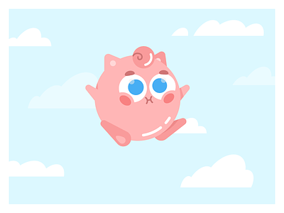 Getting Jiggly Wid It... character fanart floater jigglypuff pokemon puffed puffy sky