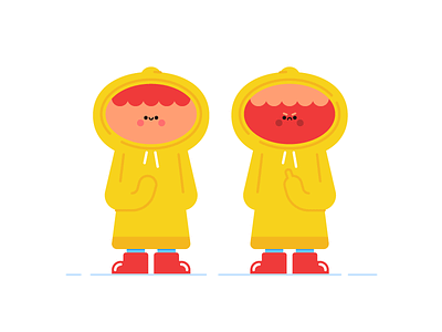 Rain kid angry birdie character happy kid mac mad middle finger rain raincoat red boots toy design