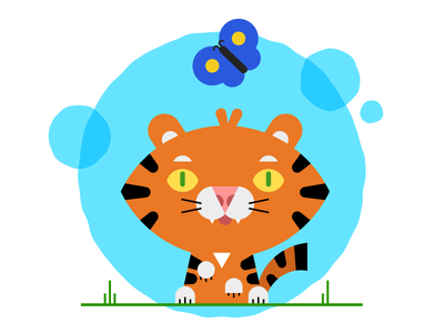 Baby Tiger and the Butterfly
