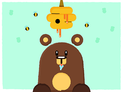 Oh That Greedy Bear bear bee bumbly bee bum character childrens book cute honey illustration simple texture