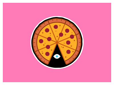 Pizza Conspiracy eye illuminati illustration pepperoni pizza probably not though sticker za