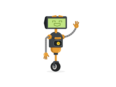 Robo Wave character happy hi robo robot wave wheeler