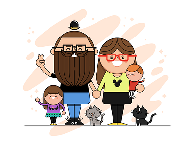 Ryan Family Photo cats character character design family family portrait glasses kitties photo