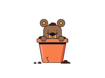 Bear with me bear character illustration planter potted