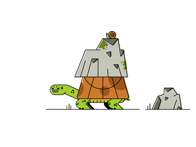 The weight of the w...rock burdens character illustration snail stress too much tortoise turtle weight