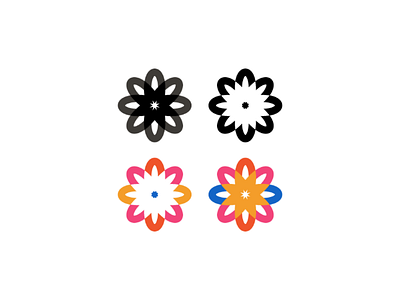 Flower Power branding colorful flower icon logo monogram petal sun