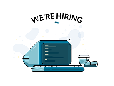 Kite - We're Hiring coffee computer employment hiring illustration job kite mac simple software engineer