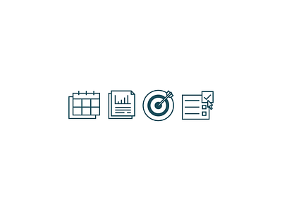 meetkite.com - Value Prop Icons calendar chart checkmark goal iconography icons kite meetkite report selectable selection target