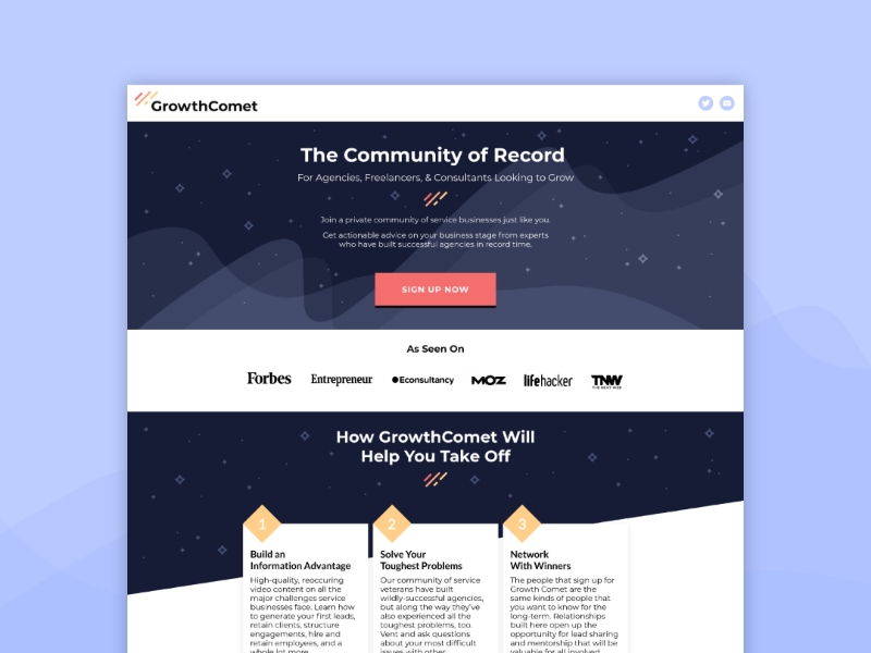 GrowthComet - Website unbounce website web design logo comet growthcomet branding brand identity brand