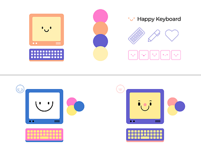 Happy Keyboard Branding branding colorful computer cute happy heart iconography identify keyboard logo motif pen simple smile