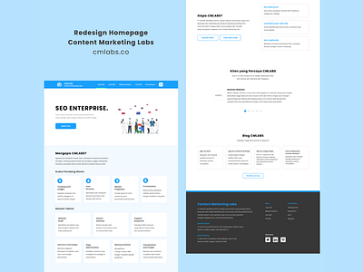 Redesign Homepage - Content Marketing Labs blue branding cmlabs content marketing labs figma homepage landingpage madebybudhi redesign homepage ui design user interface