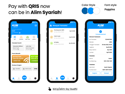 Alim Syariah : QRIS Payment digital bank figma payment qris ui design user interface