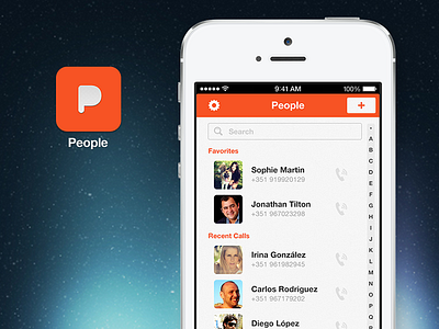 Peopleapp Contacts app contacts app interface mobile mobile app