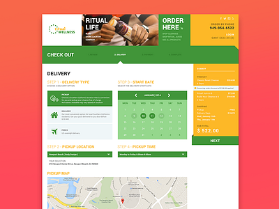 UX and UI RitualWellness checkout delivery ecommerce flat juice cleanse juices ritual wellness store ui ux web