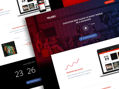 Tradiio Landing Page v.01 landing page music red tradiio ui web webdesign