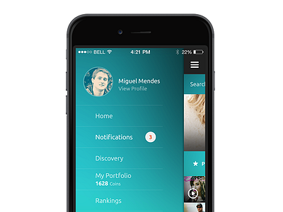 Tradiio 1.0 app apple avatar hamburguer ios iphone menu sidemenu tradiio