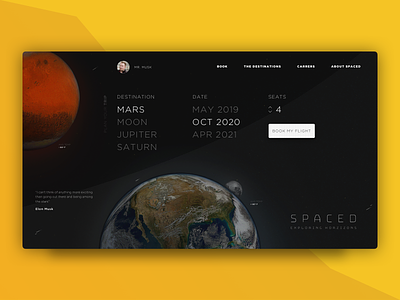 Spaced Concept - Landing booking sci fi space spaced spacedchallenge transiton travel ui ux