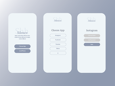 Silence App. Screen time reducing app. adobe app daily design ui ux