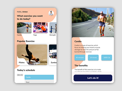 Exercise App - Mobile Concept app app design colorful design exercise flat mobile mobile app mobile design mobile ui people ui ux