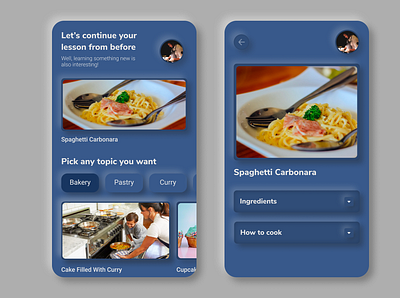 Simple Recipe App - Mobile Concept design digital food food app foodie iphone mobile app design mobile design round shadow skeumorphic ui ux