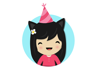 Birthday Girl birthday cat character girl illustration little party vector