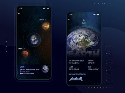 Discover Space (mobile) astronomy discover earth mars mobile mobile app mobile ui planet planet earth planets space ui uiux ux