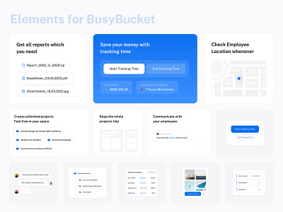BusyBucket.io — Elements for Landing Page branding comment design illustration like logo minimal ui uiux ux