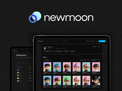 NewMoon — Profile and Collection Page branding comment design illustration like logo minimal ui uiux ux