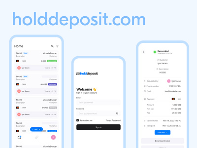 Mobile App — HoldDeposit branding comment design illustration like logo minimal ui uiux ux