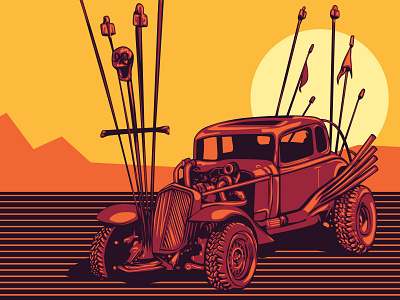 Mad Max Stylize Poster Car design illustration mad max style vector