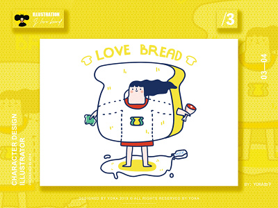 cute characters/3 bread breakfast cartoon character cute design drawing egg fun illustration