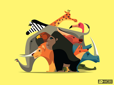group of wild animals by id-work illustration on Dribbble