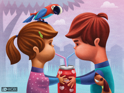 boy and girl drinking soda