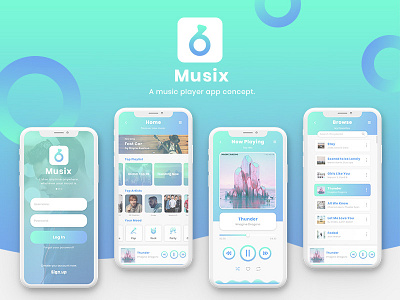 Musix - Music player app concept. adobe xd app design music ui ux