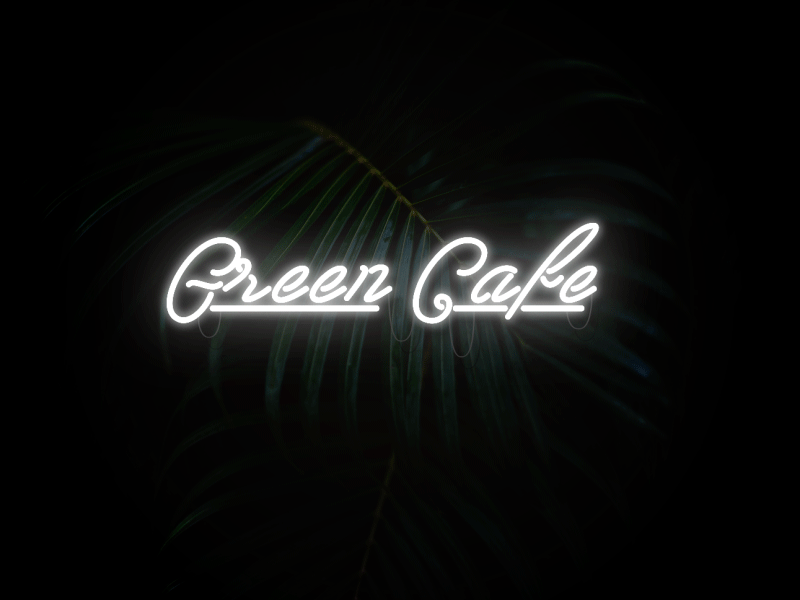 Green Cafe branding cafe coffee identity neon sign