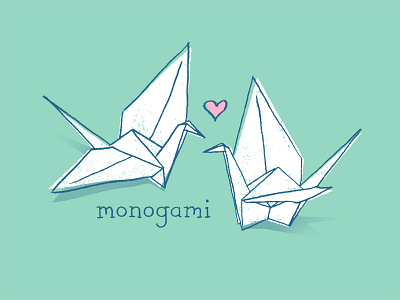 Monogami cranes design illustration origami threadless tshirt