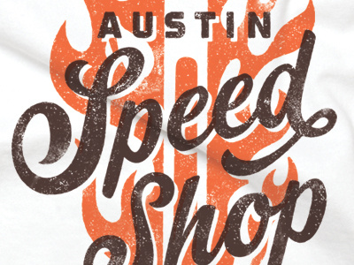 Austin Speed Shop Tee Design austin car cool flames restoration shop speed typography