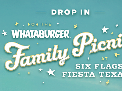 Whataburger Family Picnic Invitation blue burger invitation shadows six flags texas type typography whataburger white