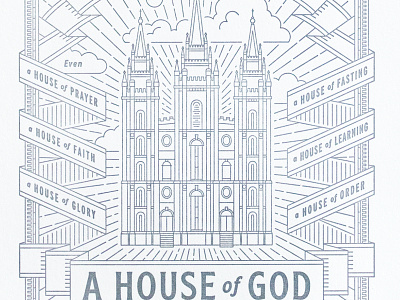 Temple Letterpress Print faith fasting glory god house illustration letterpress line linework mormon prayer print religous temple