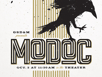 MODOC Concert Poster 3d black concert crow gold music poster type typography