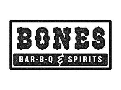 Bones Logo bar b q barbecue bbq bones bw logo meat restaurant spirits