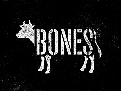 Bones BBQ Logo animal barbecue barbq bones bw cow logo restaurant stencil stylized texture