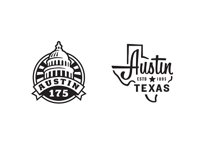 Austin 175th Anniversary Logo 175 anniversary austin banner bw capitol commemorative logo star sun texas
