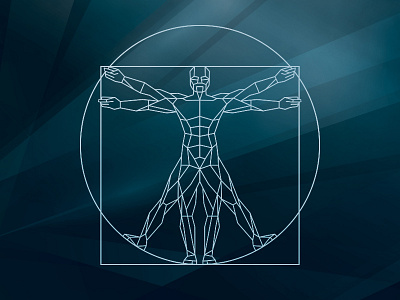 Vitruvius Man v2.0 blues circle geometry humanity leonardo da vinci man square vector vitruvius