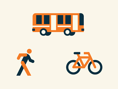 Commuter Icons bike biker bus commute duotone icon pedestrian route simple transportation travel walk