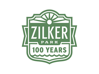 Zilker Park 100 Year Anniversary Logo anniversary austin badge centennial green identity logo outdoors park shield texas zilker