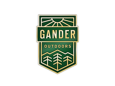 Gander Outdoors Logo adventure brand gander gold green logo manly mountain outdoors rugged shield tree