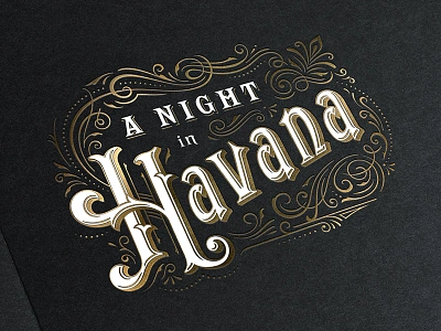 Night In Havana Charity Event brochure charity cover design filigree foil fundraiser havana ornaments type typography