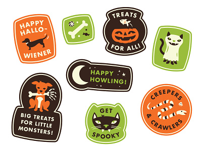 Spooky Pet Stickers bones candy cat dog fish fun halloween howling pet snake spooky stickers