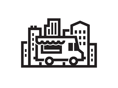 Street Food Logo black bold buildings city downtown food logo street truck urban vendor white